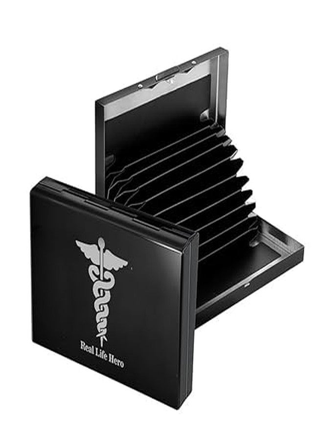 encELade RFID Protected Stainless Steel Black Real Life Hero 10 Slot Credit/Debit/ATM Card Holder for Men & Women - Image 1